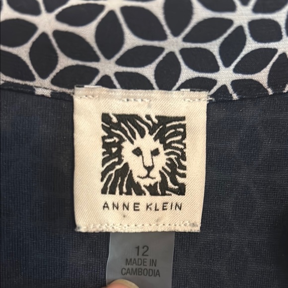 Anne Klein blue and white Sleeveless V-Neck Midi Sundress - Picture 2 of 5